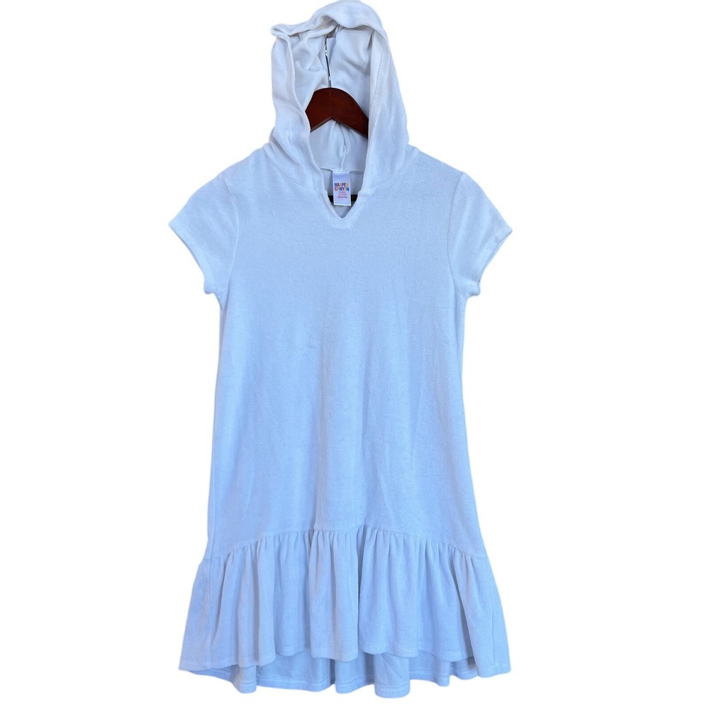 Harper Canyon Hooded Swimwear Dress Girls Size XL 14-16 White Beach Pool Vacay